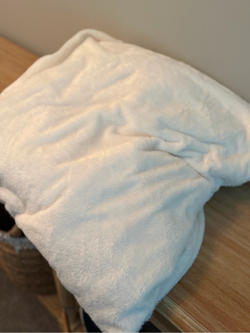 Oversized Queen Pottery Barn Ivory Plush Throw Blanket